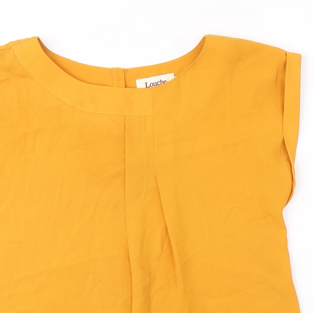 Louche Womens Yellow Polyester Basic Blouse Size 8 Round Neck