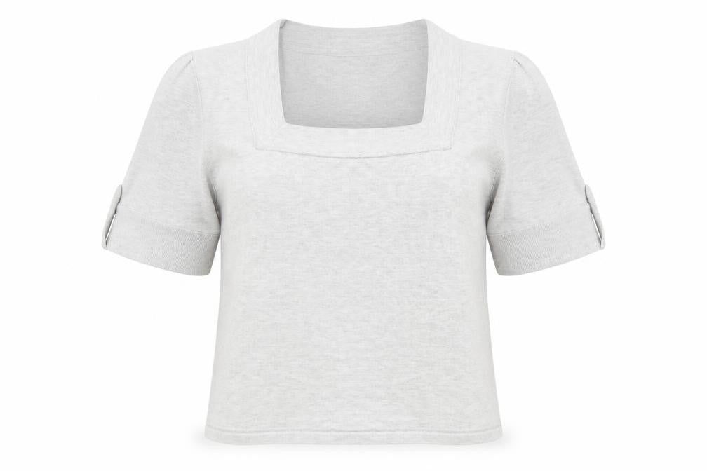 Minuet Womens Grey Viscose Basic T-Shirt Size 12 Square Neck