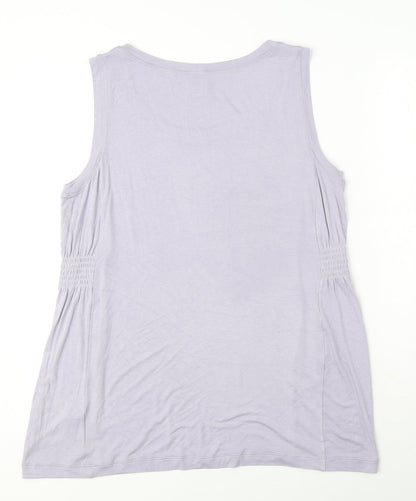 CAbi Womens Purple Viscose Basic Blouse Size L Round Neck