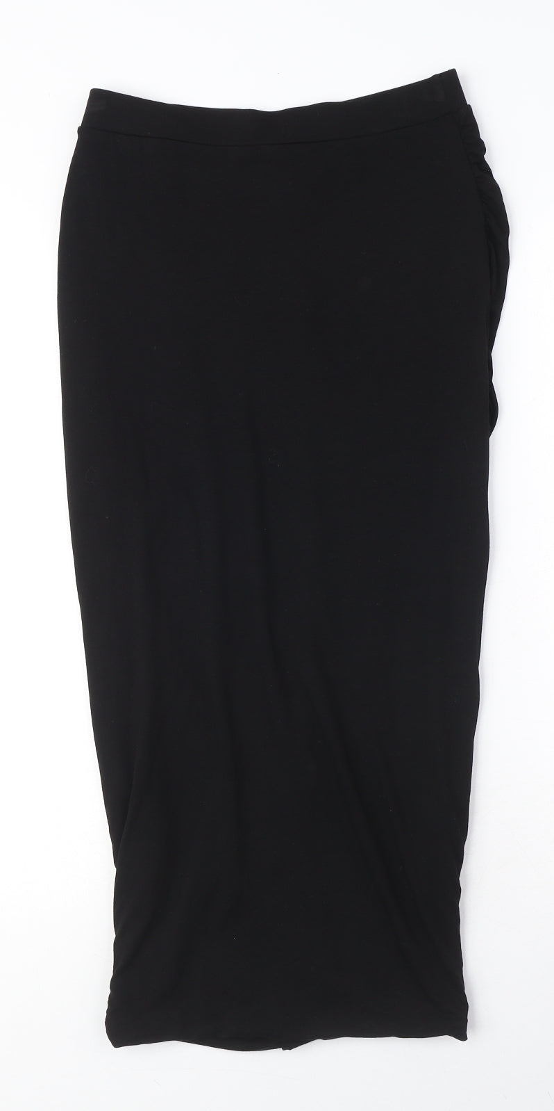 Matea Womens Black Rayon Peasant Skirt Size 10 - Ruched detail