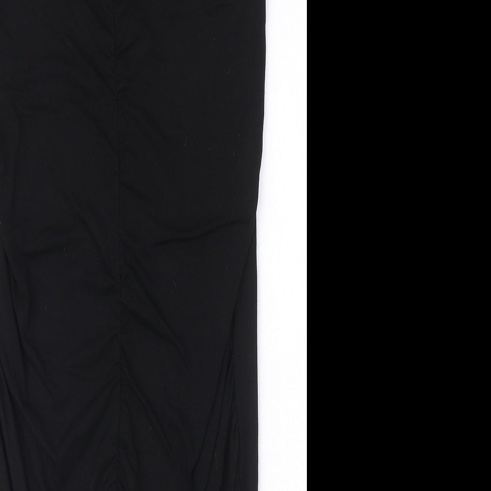 Matea Womens Black Rayon Peasant Skirt Size 10 - Ruched detail