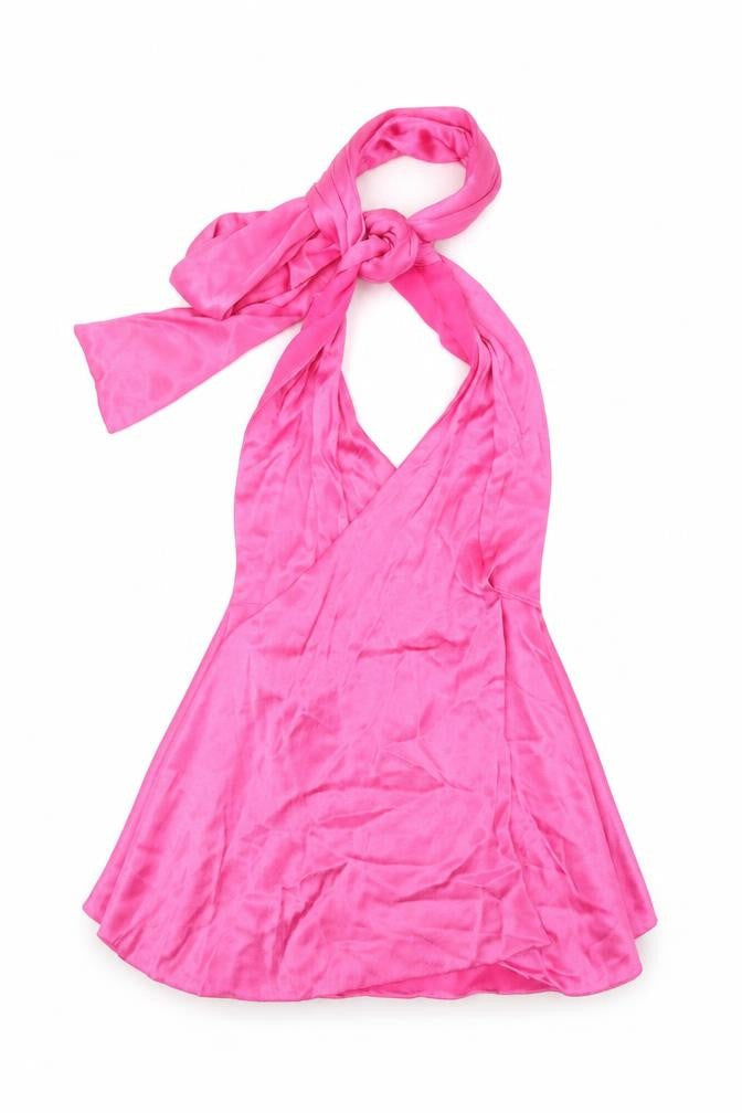 Zara Womens Pink Viscose Cropped Blouse Size L High Neck - Tie Neck