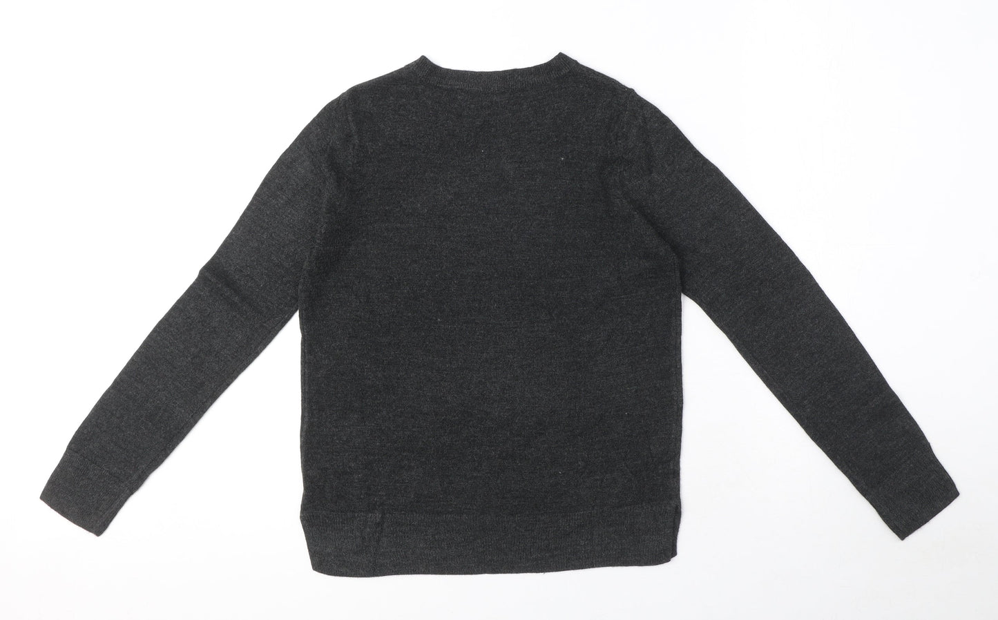 Marks and Spencer Womens Grey Crew Neck Acrylic Pullover Jumper Size 8