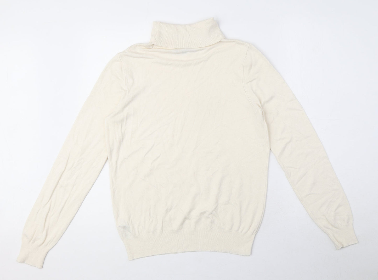 Marks and Spencer Womens Beige High Neck Viscose Pullover Jumper Size 12