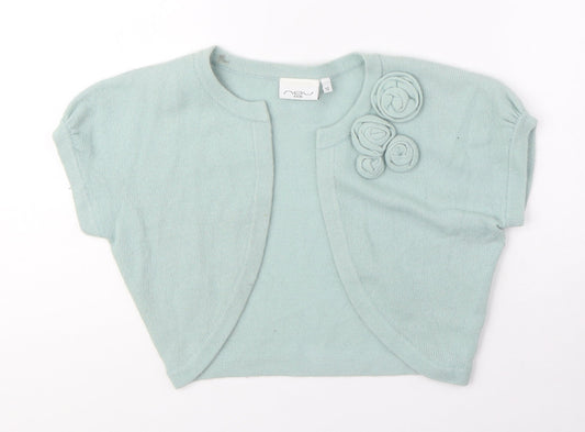 New Look Womens Blue Round Neck Nylon Cardigan Jumper Size 12 - Flowers