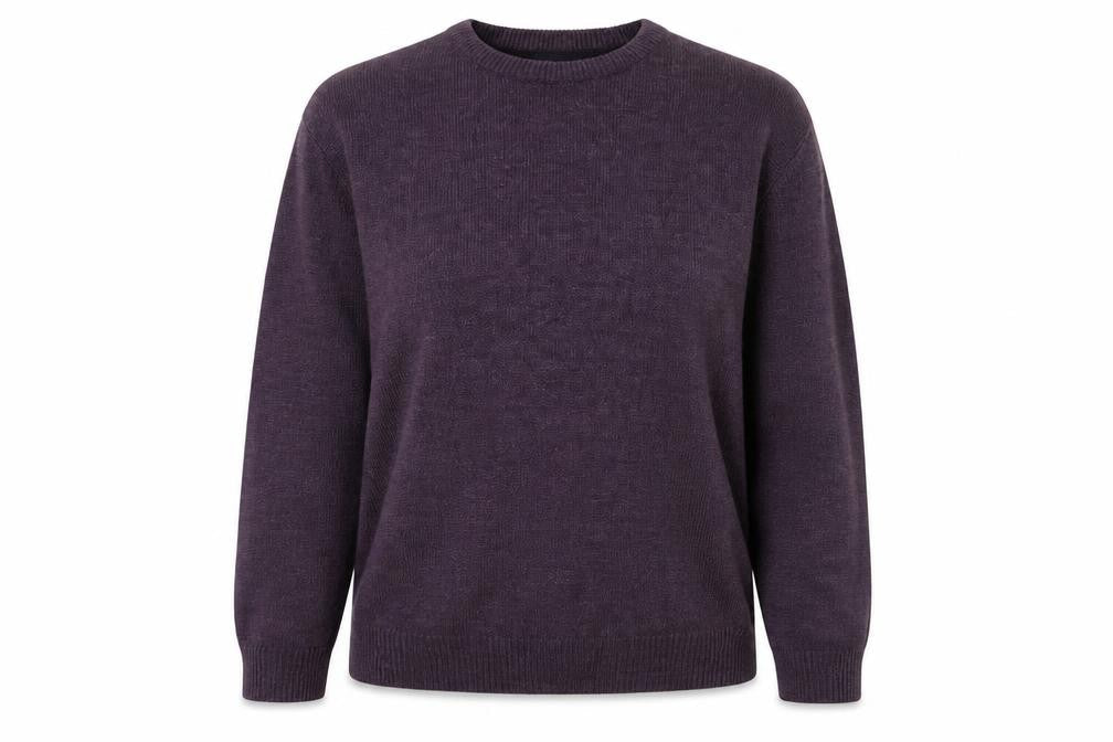 EWM Womens Purple Crew Neck Acrylic Pullover Jumper Size XS