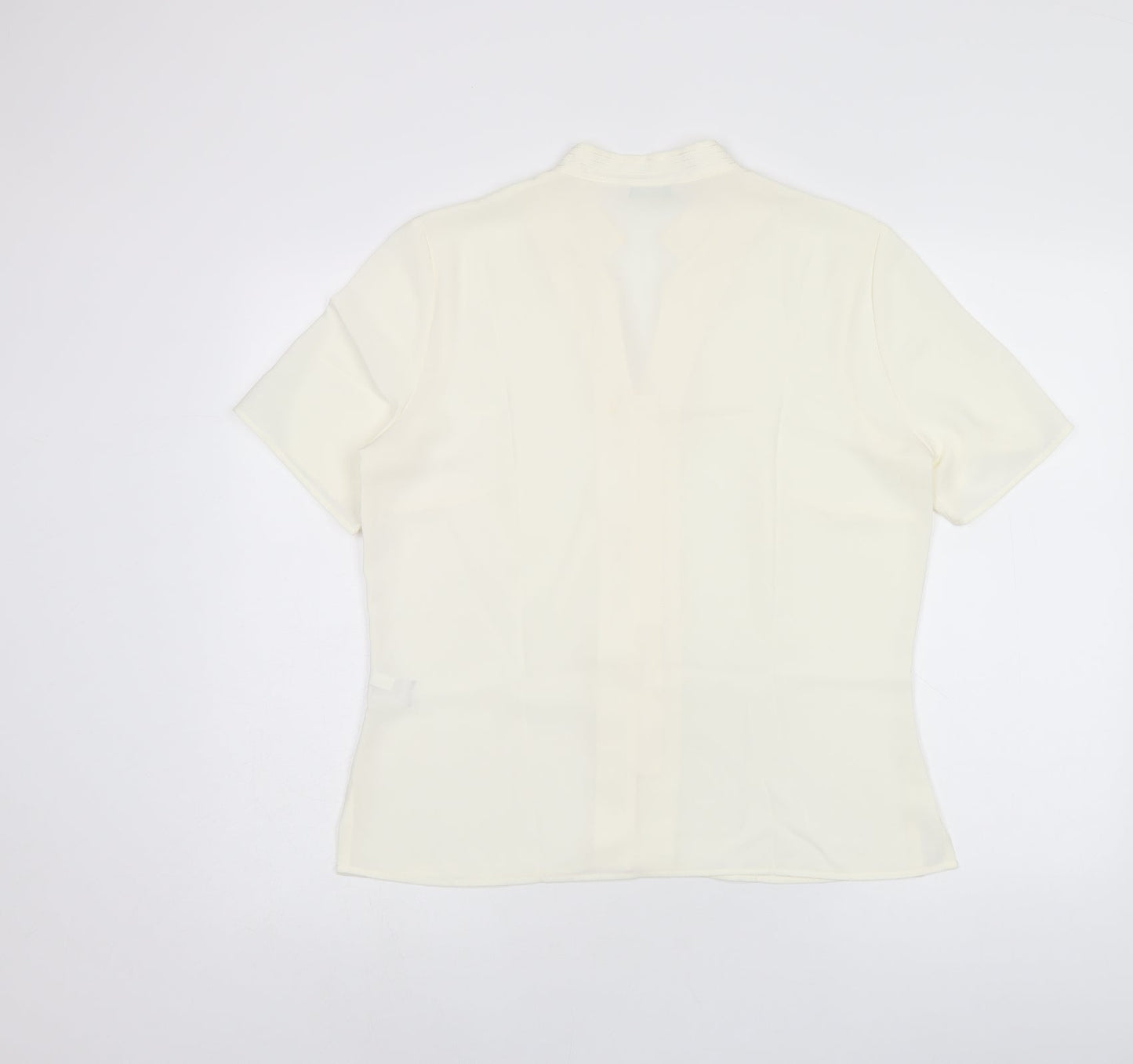 Marks and Spencer Womens Beige Polyester Basic Button-Up Size 12 V-Neck
