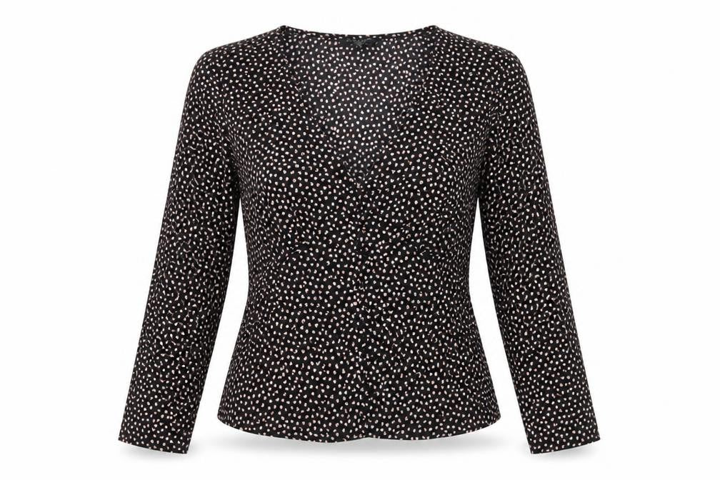 Brave Soul Womens Black Geometric Polyester Basic Button-Up Size M V-Neck