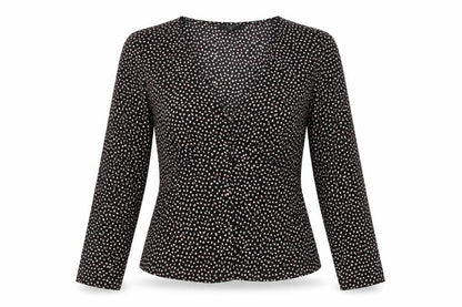 Brave Soul Womens Black Geometric Polyester Basic Button-Up Size M V-Neck