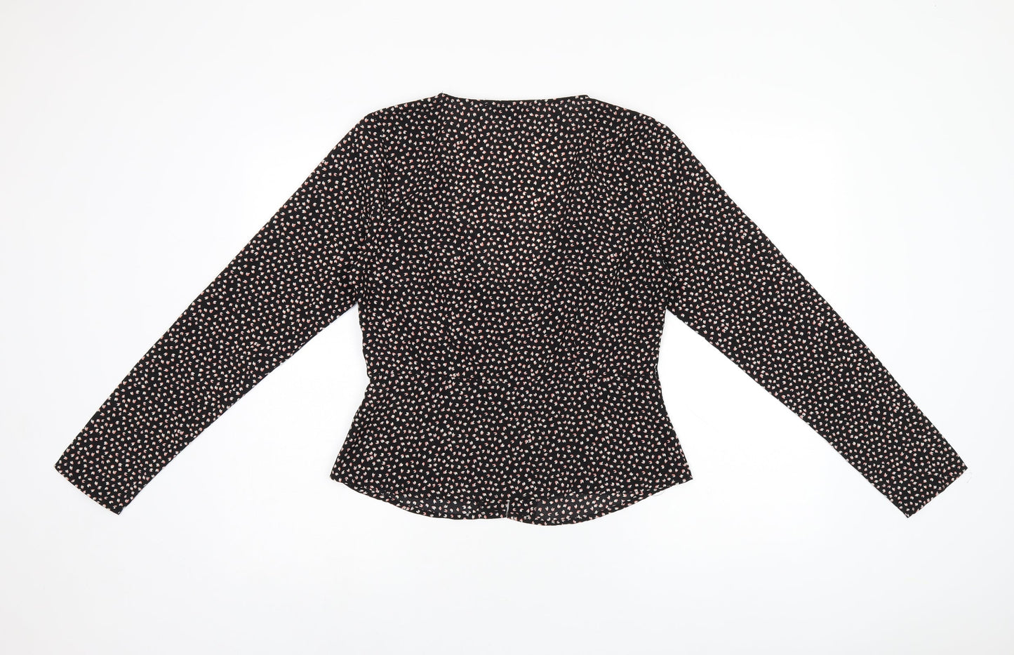 Brave Soul Womens Black Geometric Polyester Basic Button-Up Size M V-Neck