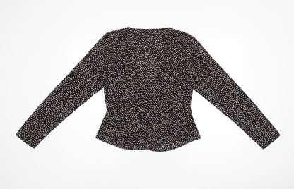 Brave Soul Womens Black Geometric Polyester Basic Button-Up Size M V-Neck