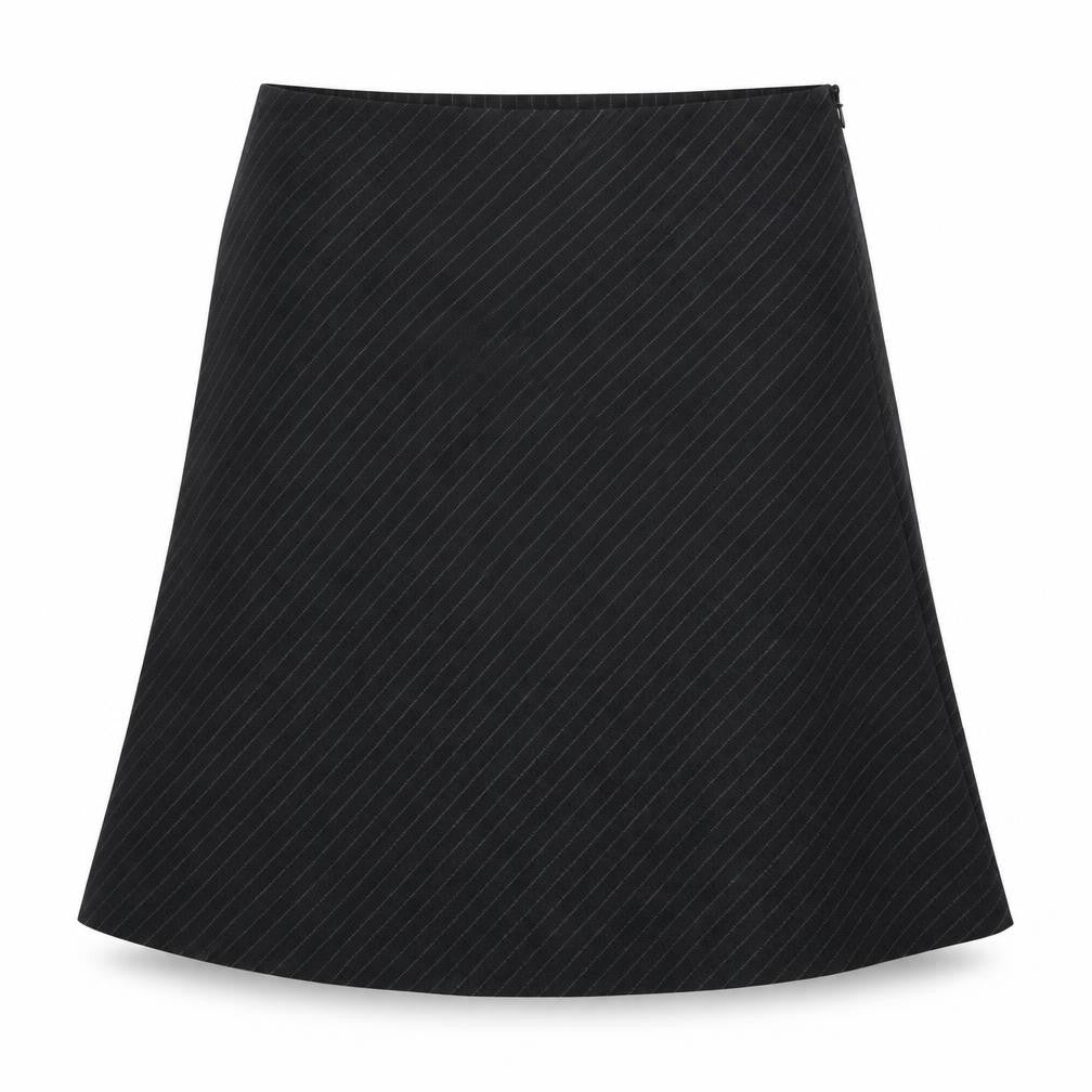 Debenhams Womens Grey Striped Polyester Flare Skirt Size 20 Zip
