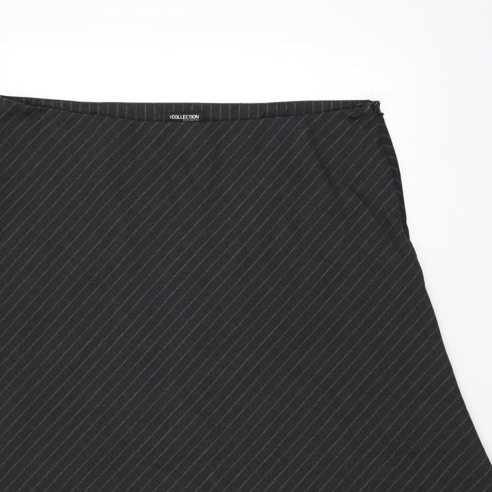 Debenhams Womens Grey Striped Polyester Flare Skirt Size 20 Zip