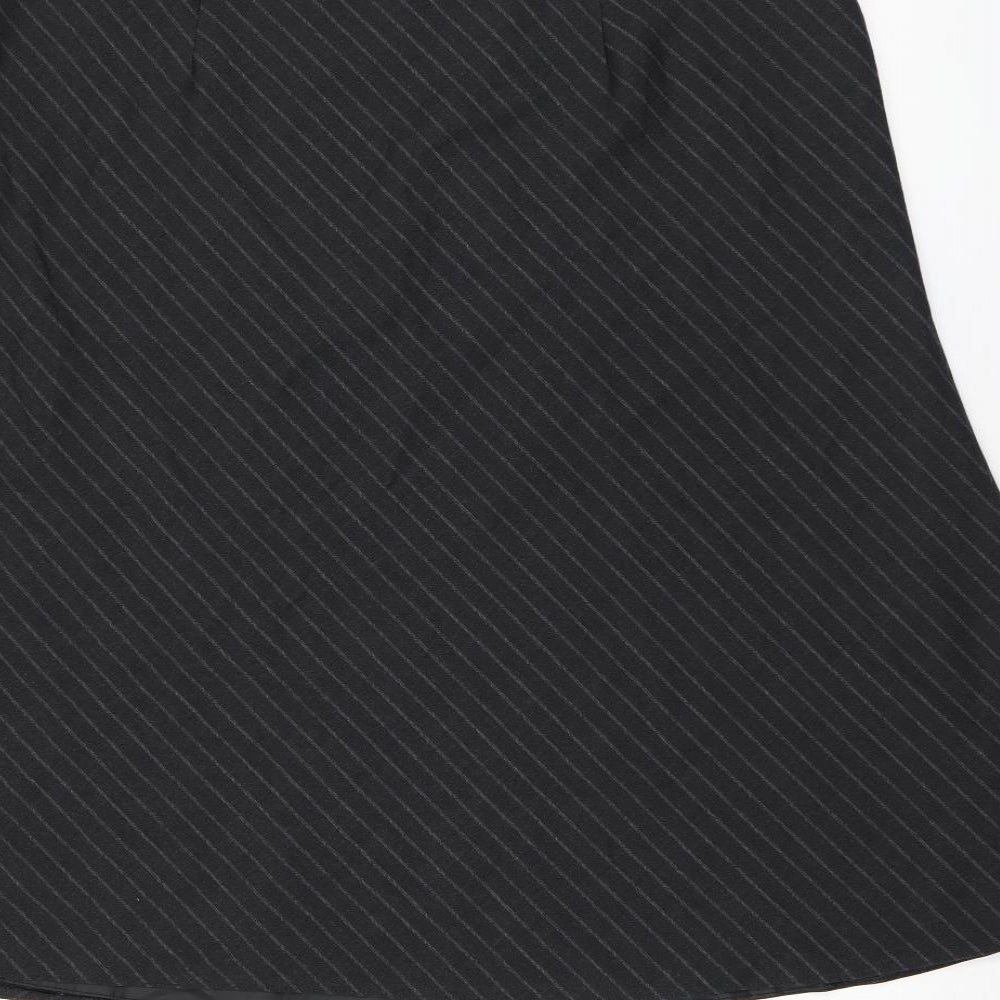 Debenhams Womens Grey Striped Polyester Flare Skirt Size 20 Zip