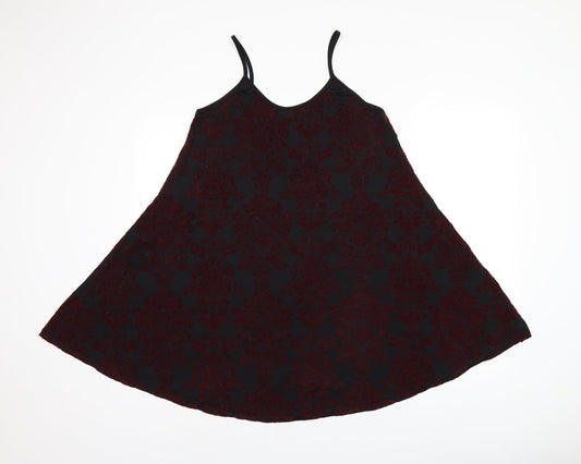 Mizumi Womens Black Floral Polyester Camisole T-Shirt Size L Scoop Neck