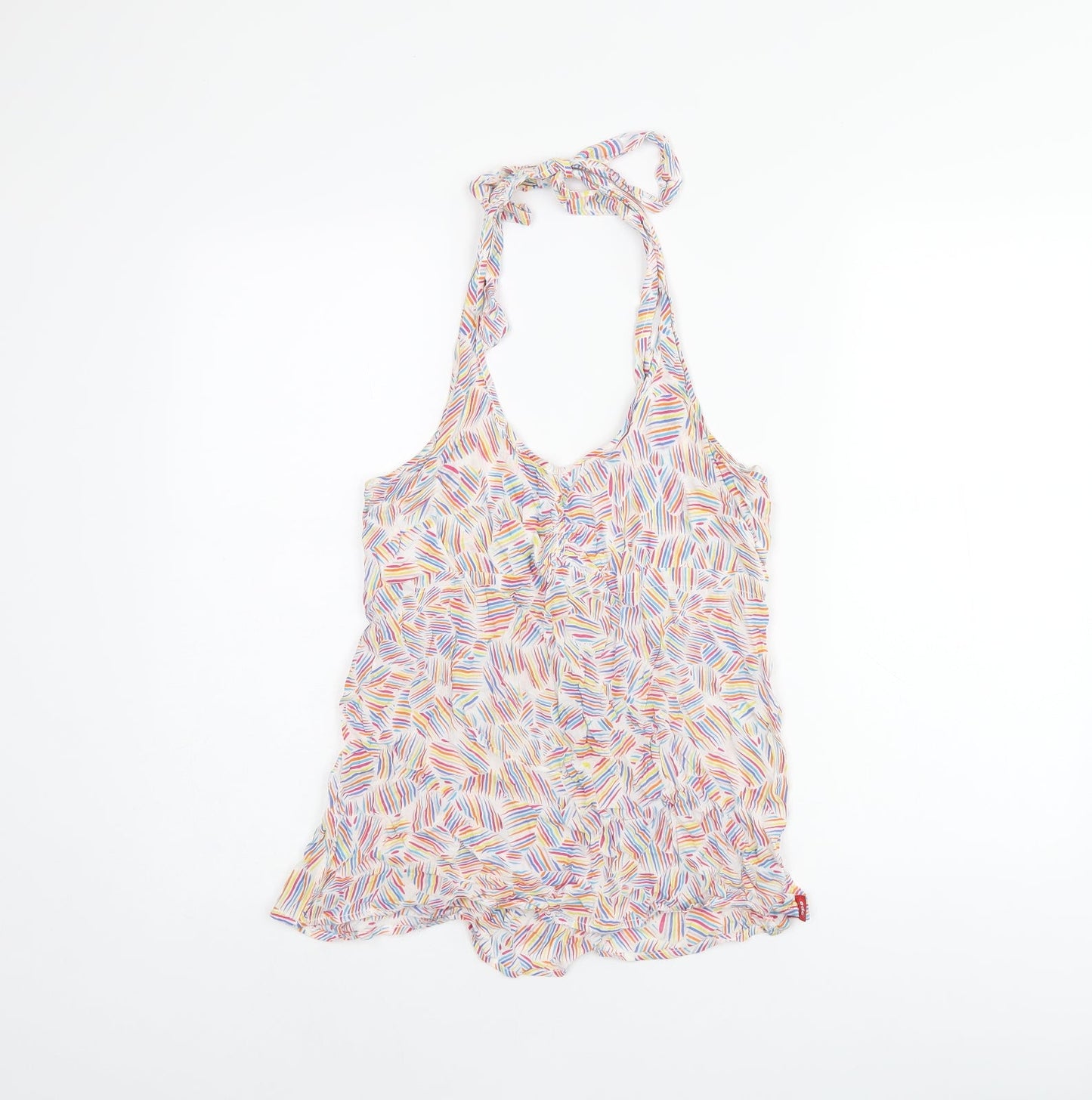 EDC Womens Multicoloured Geometric Viscose Basic T-Shirt Size M Halter