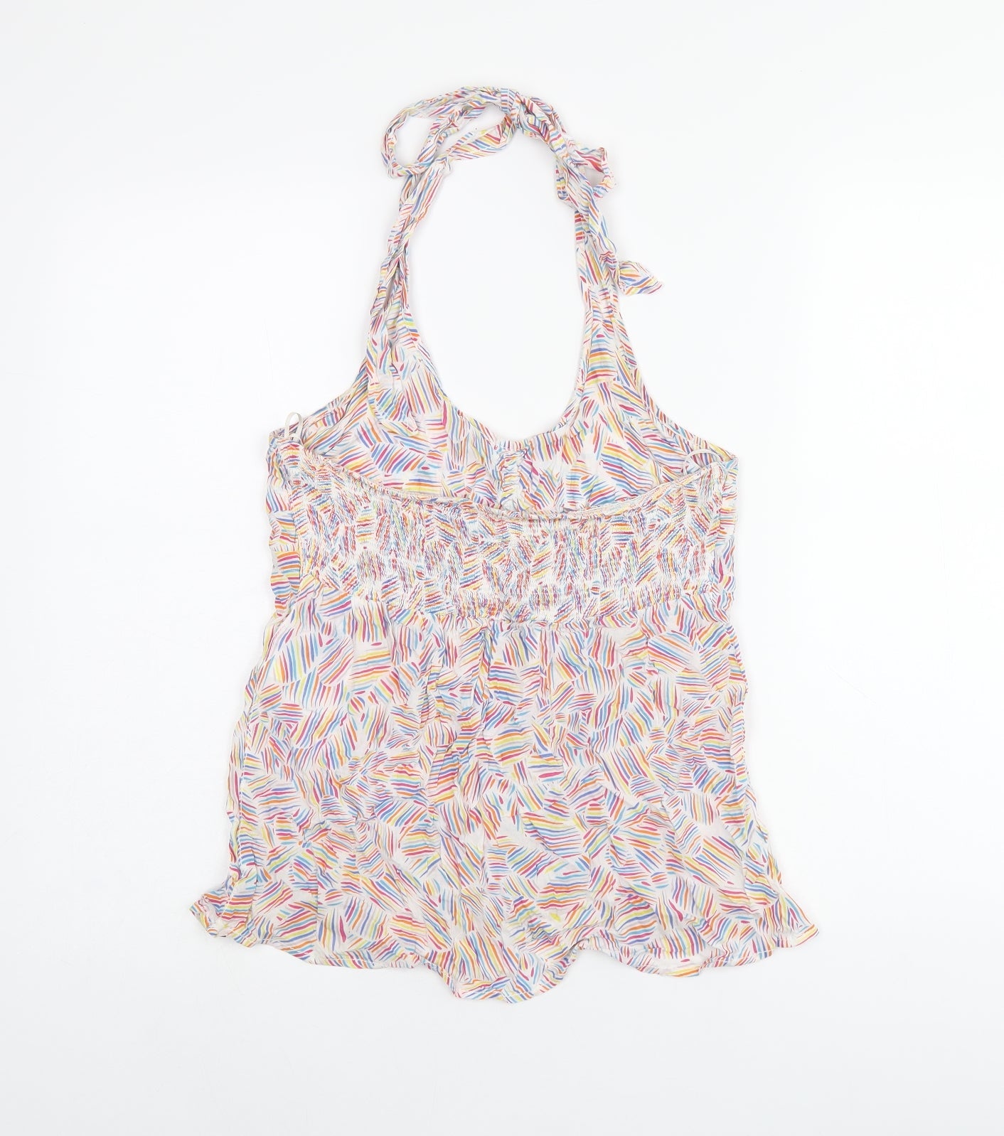EDC Womens Multicoloured Geometric Viscose Basic T-Shirt Size M Halter