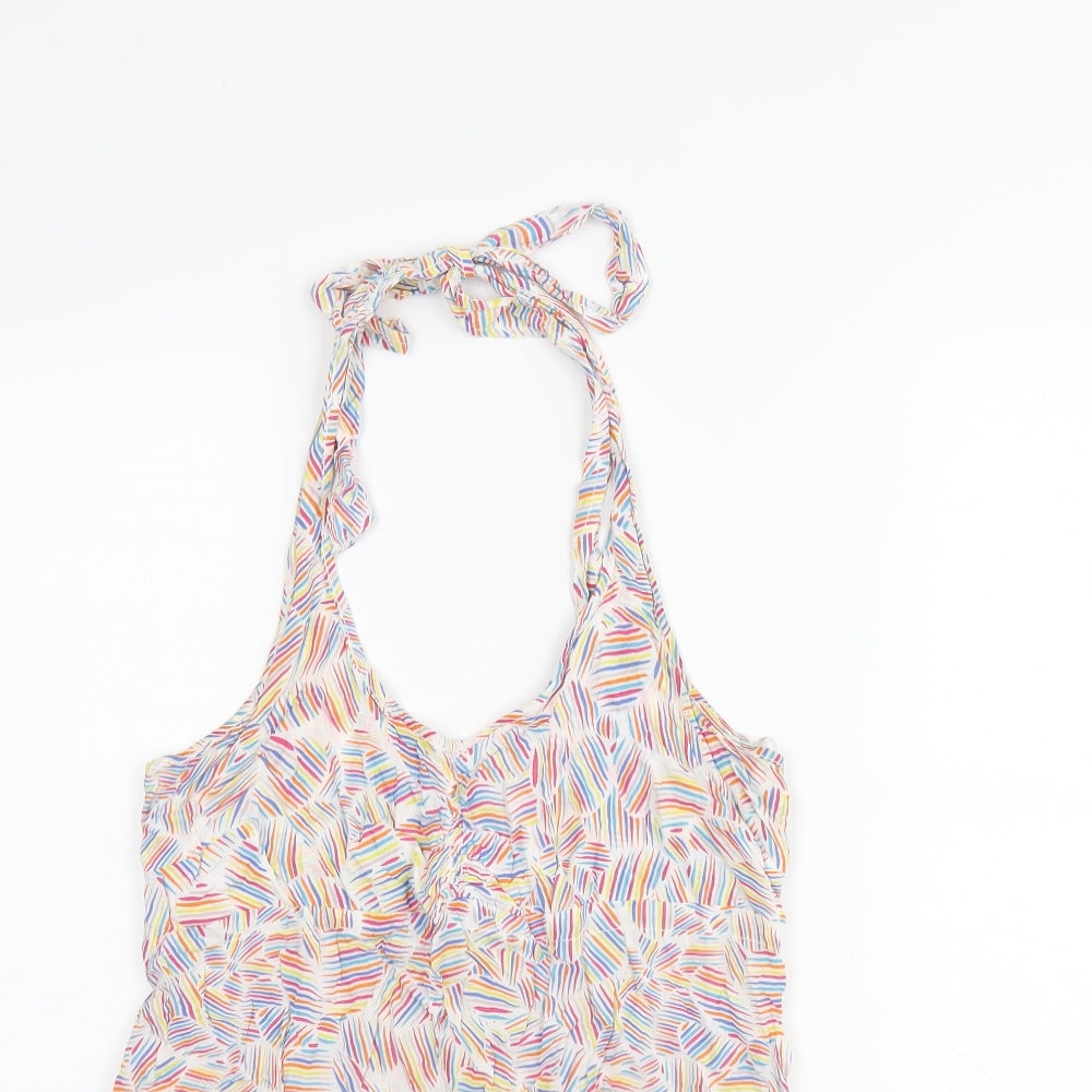 EDC Womens Multicoloured Geometric Viscose Basic T-Shirt Size M Halter