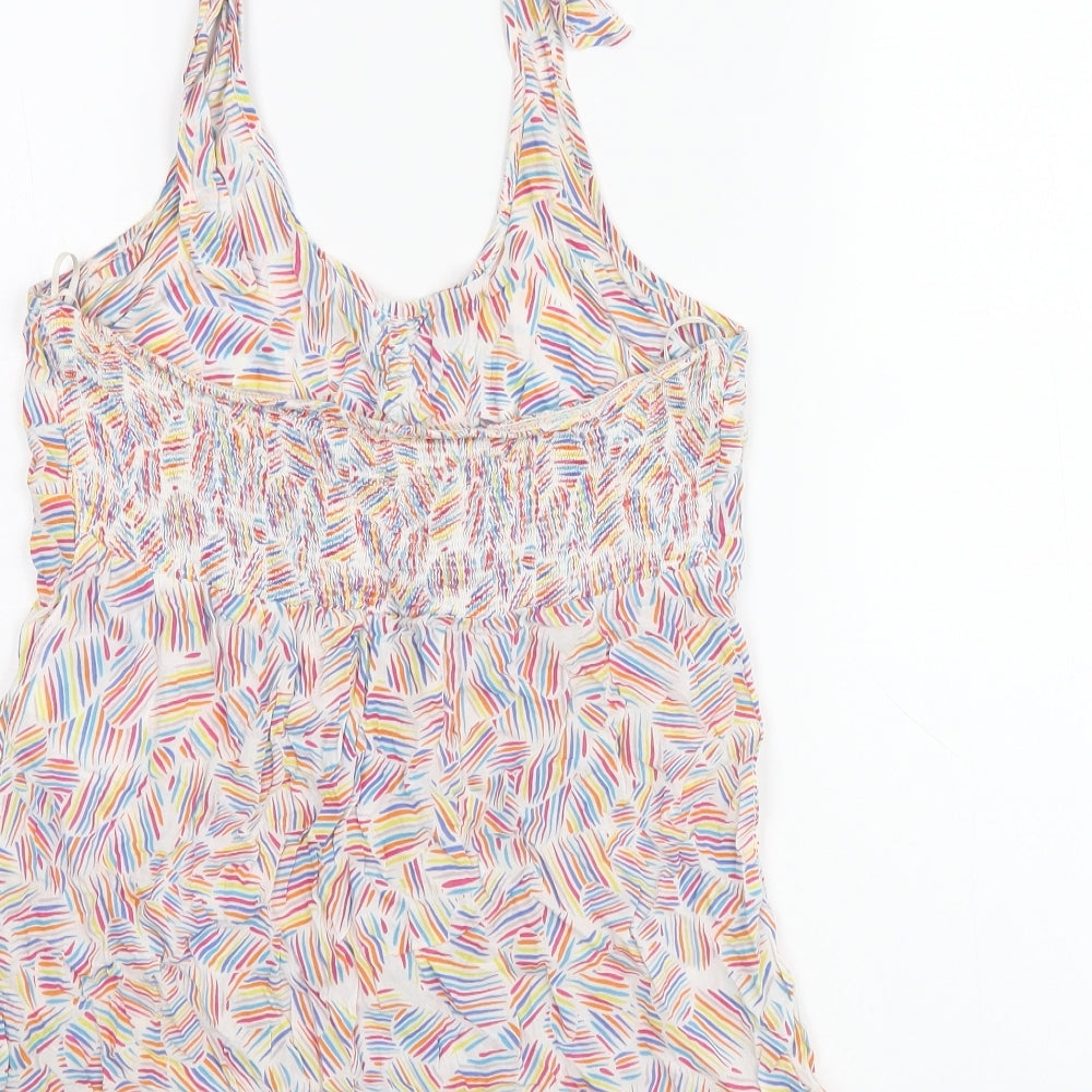 EDC Womens Multicoloured Geometric Viscose Basic T-Shirt Size M Halter