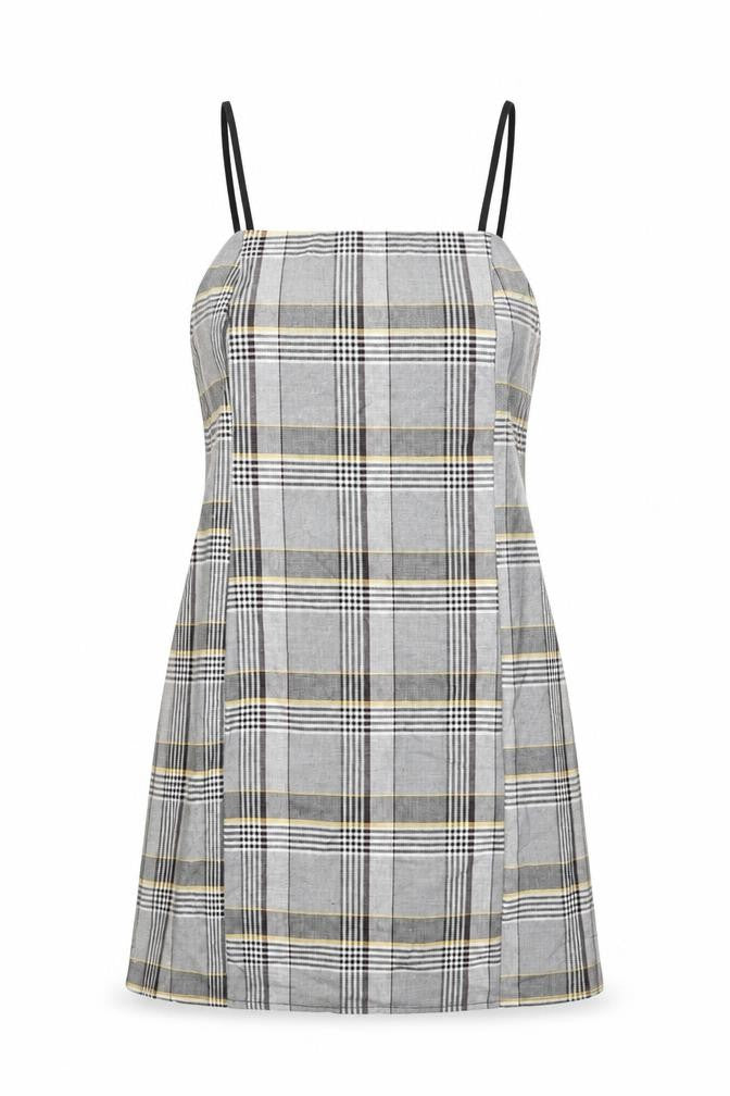 Urban Outfitters Womens Grey Plaid Polyester Mini Size L Square Neck Zip