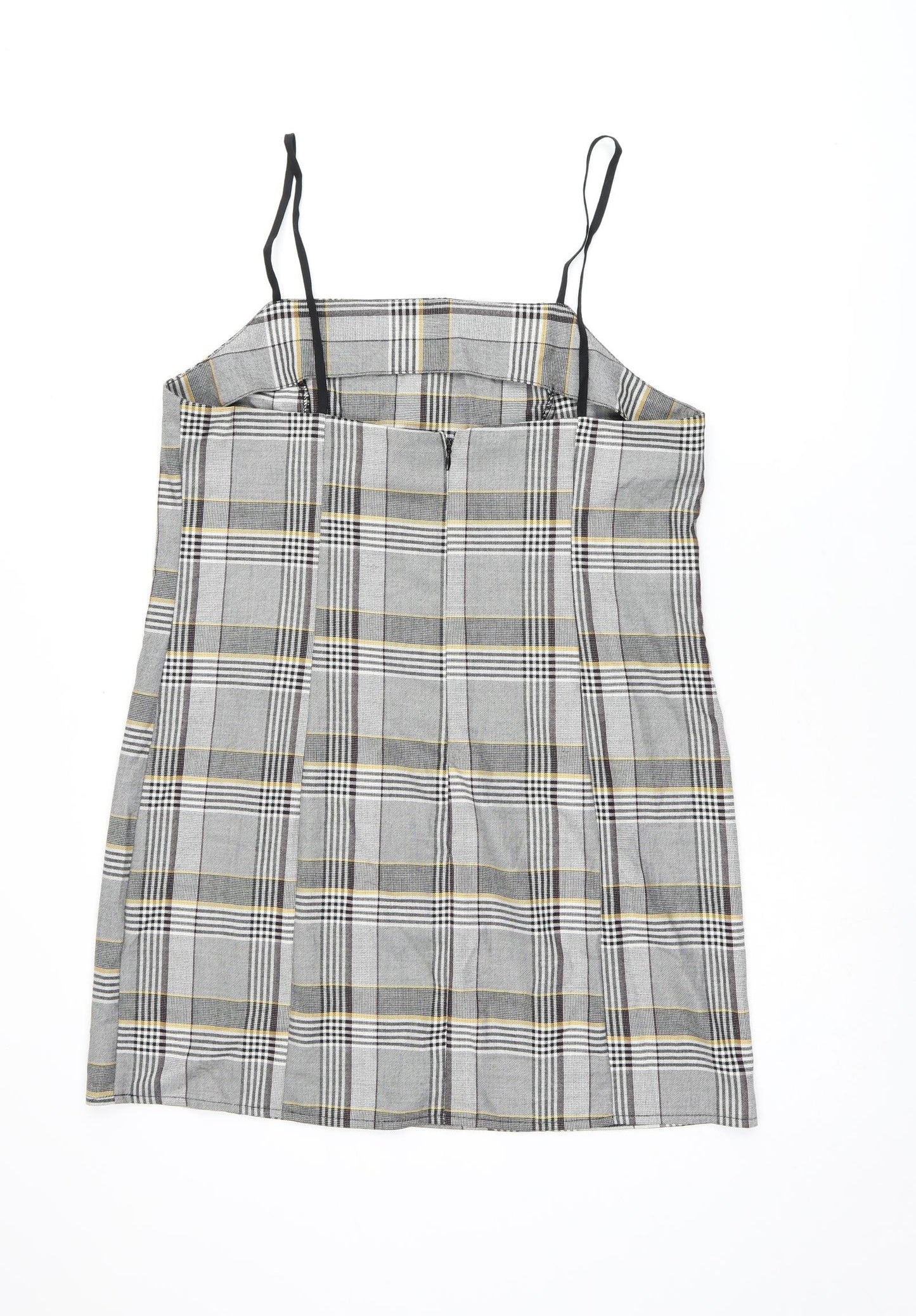 Urban Outfitters Womens Grey Plaid Polyester Mini Size L Square Neck Zip