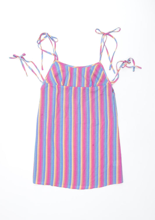 Emory Park Womens Multicoloured Striped Polyester Camisole T-Shirt Size XS Scoop Neck