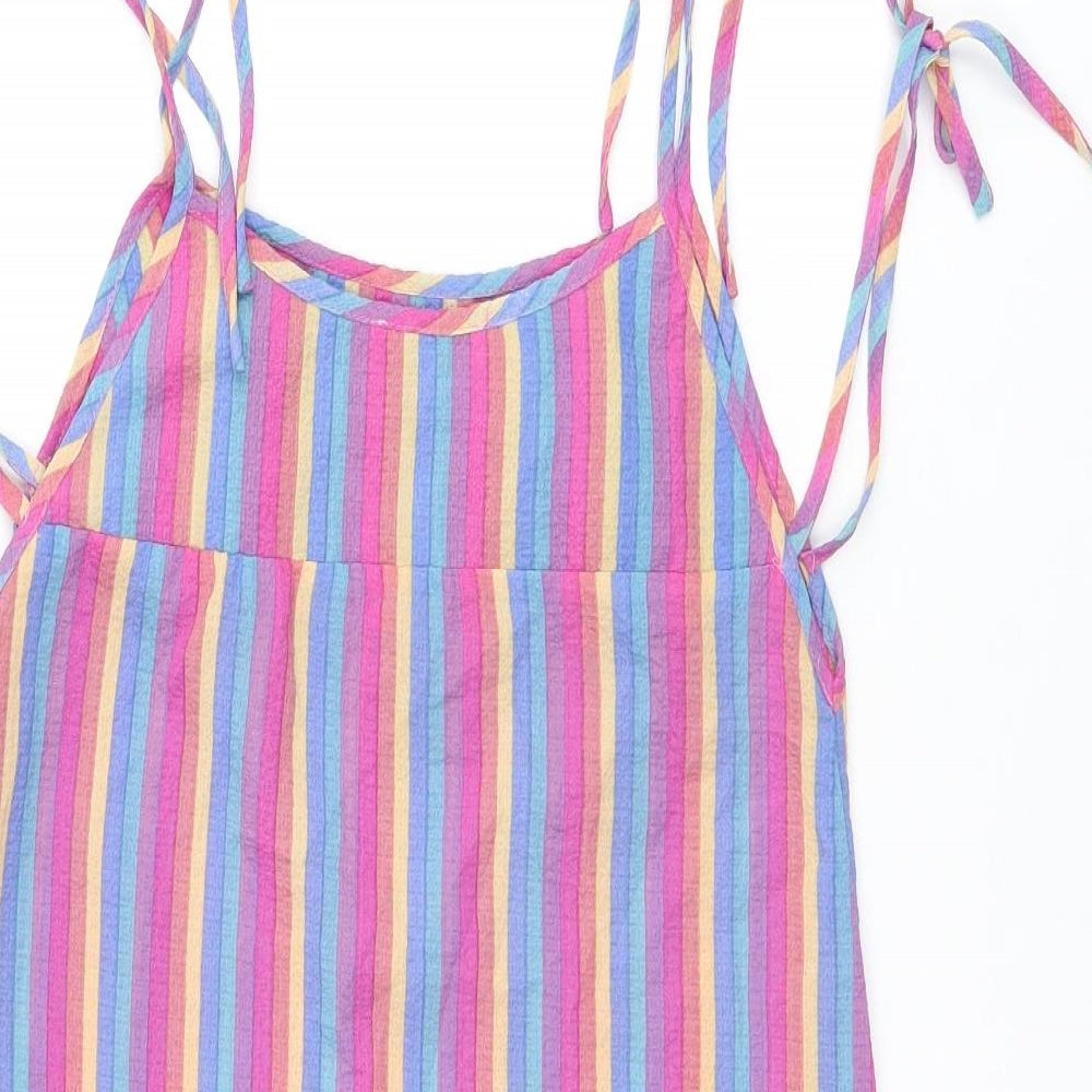 Emory Park Womens Multicoloured Striped Polyester Camisole T-Shirt Size XS Scoop Neck