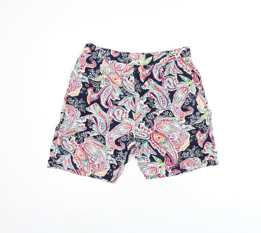CERULEAN Womens Blue Paisley Polyester Basic Shorts Size 12 L5 in Regular