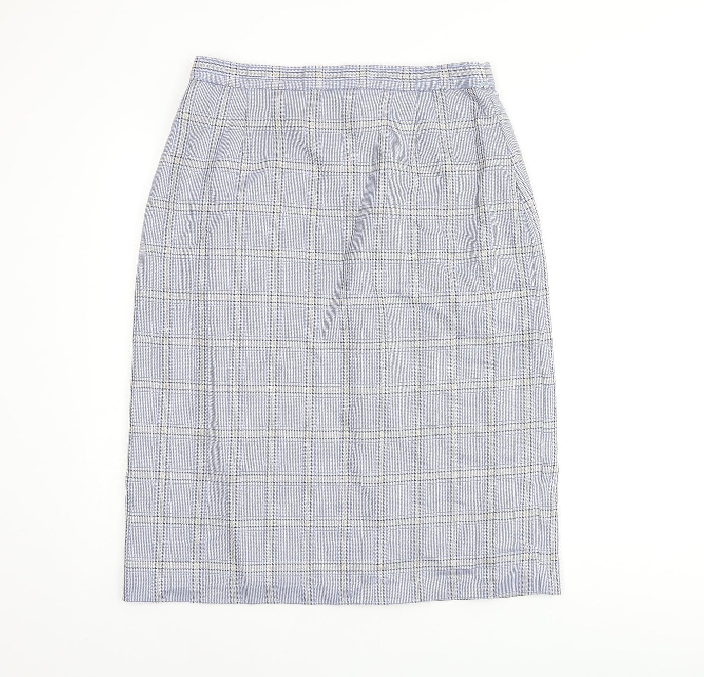 COMPLIMENTS Womens Blue Plaid Polyester Straight & Pencil Skirt Size 18 Zip