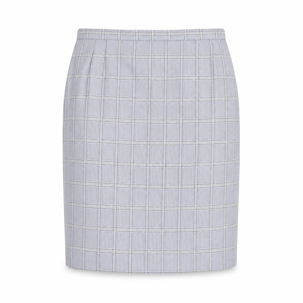 COMPLIMENTS Womens Blue Plaid Polyester Straight & Pencil Skirt Size 18 Zip