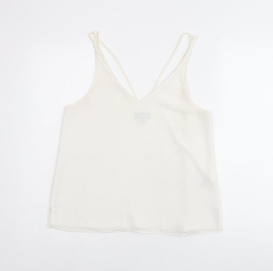 Topshop Womens White Polyester Camisole T-Shirt Size 12 V-Neck
