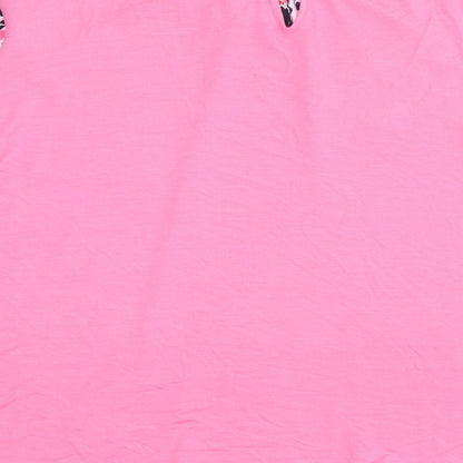 Marks & Spencer Womens Pink Geometric Polyester Jersey Blouse Size 16 Round Neck