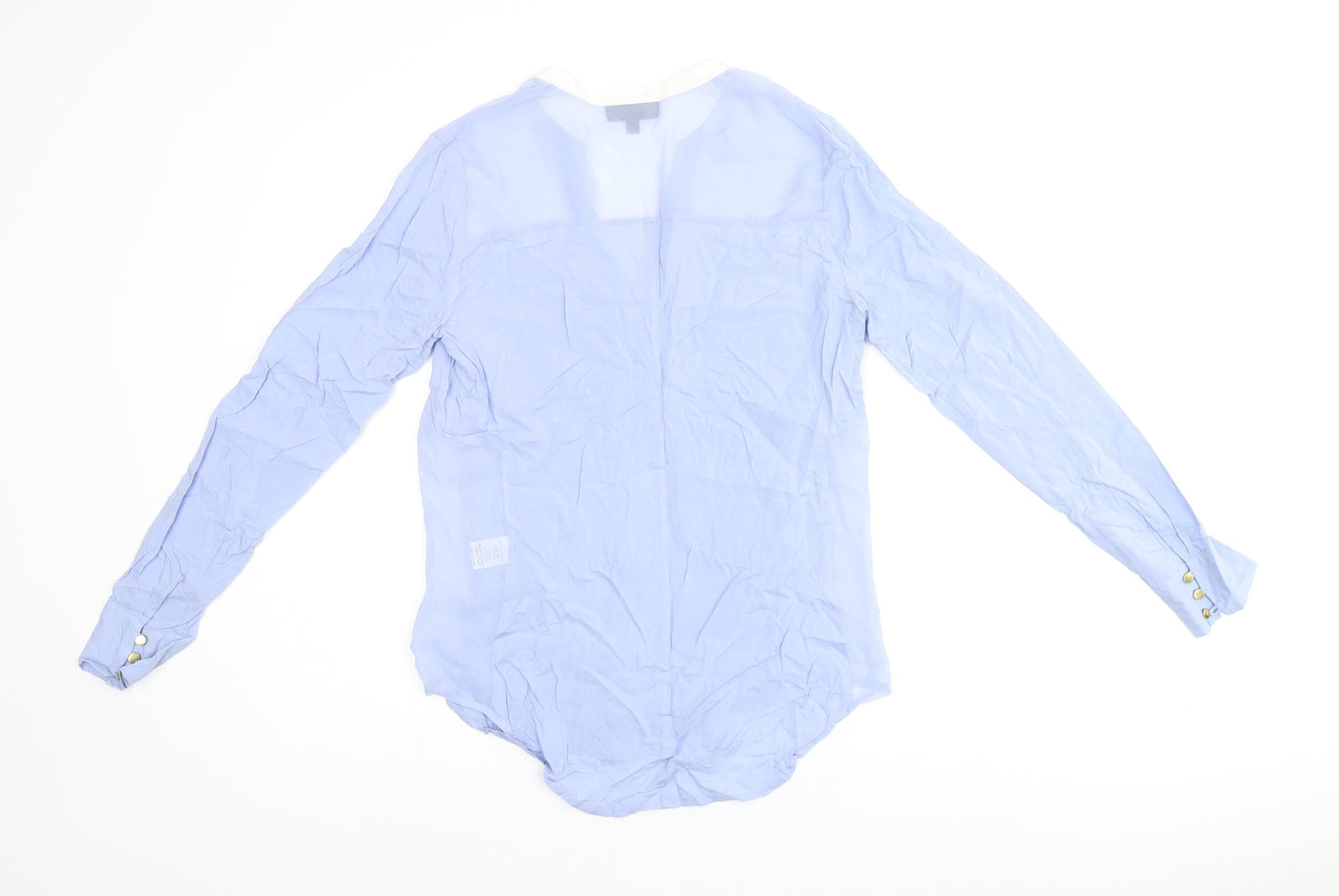 Warehouse Womens Blue Viscose Jersey Button-Up Size 10 V-Neck