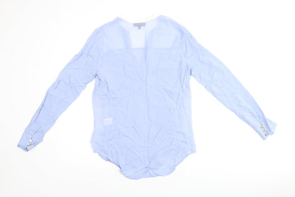 Warehouse Womens Blue Viscose Jersey Button-Up Size 10 V-Neck