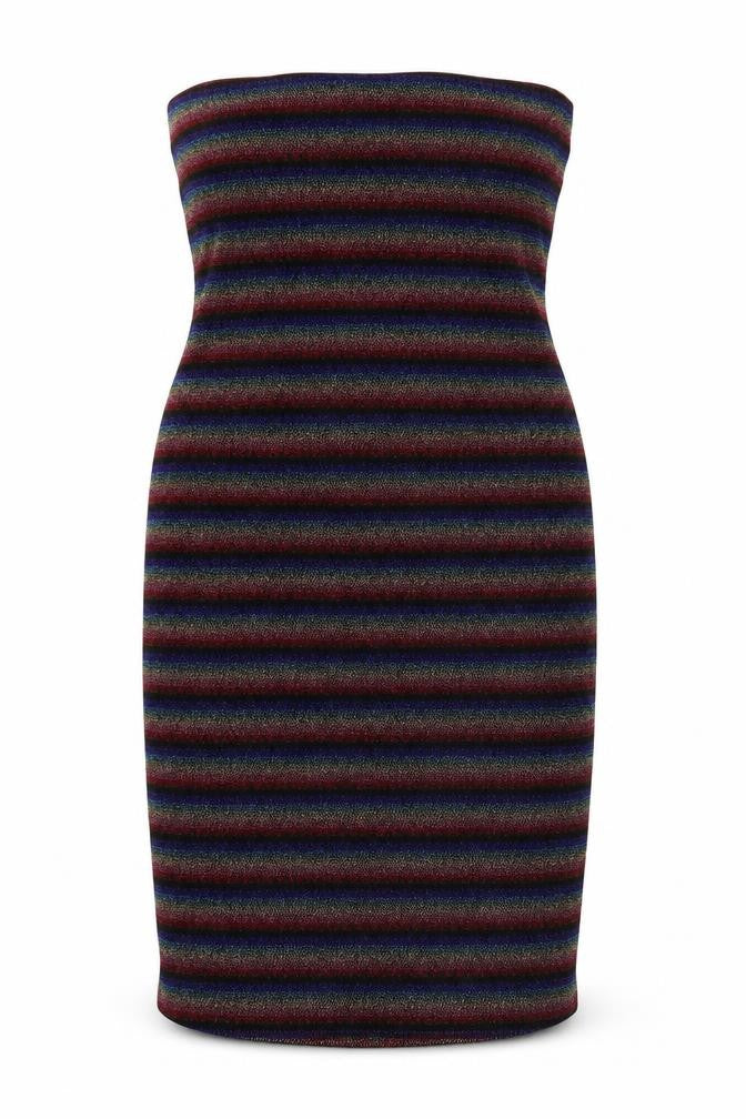 Topshop Womens Black Striped Viscose Bodycon Size 16 Off the Shoulder Pullover - Glitter Backless