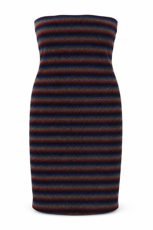 Topshop Womens Black Striped Viscose Bodycon Size 16 Off the Shoulder Pullover - Glitter Backless