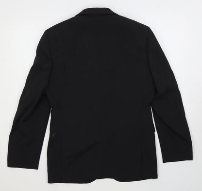 Fellini Mens Black Polyester Jacket Suit Jacket Size 36 Regular