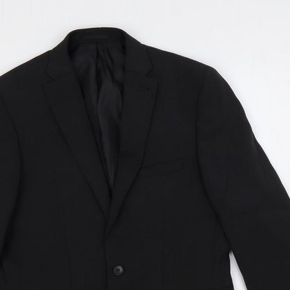 Fellini Mens Black Polyester Jacket Suit Jacket Size 36 Regular