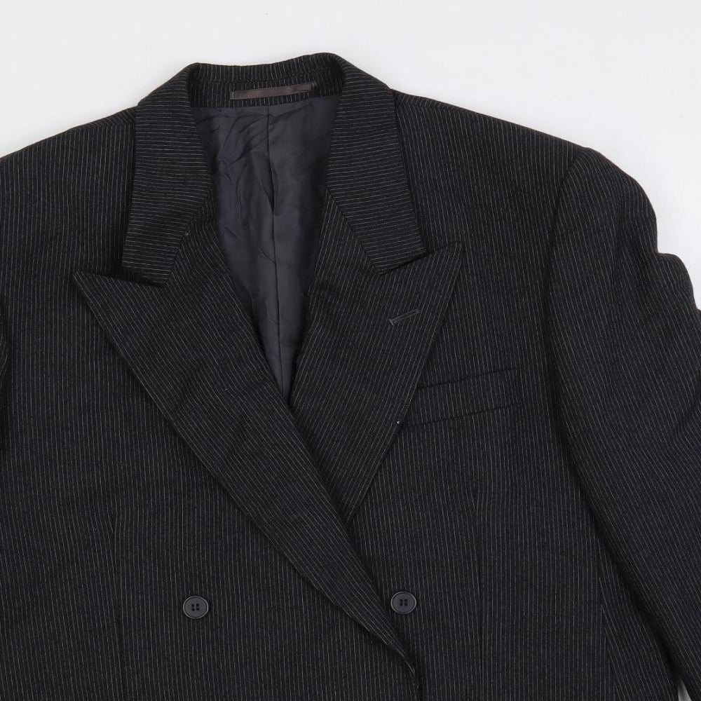 Hornes Mens Grey Striped Wool Jacket Suit Jacket Size 42 Regular