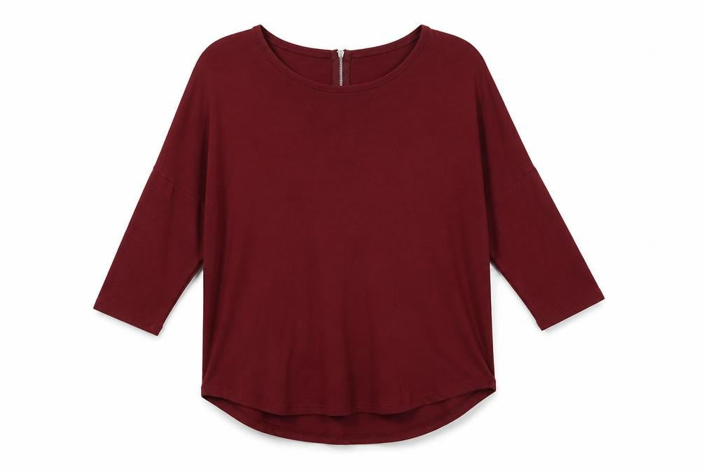 Select Womens Red Viscose Basic T-Shirt Size 12 Boat Neck