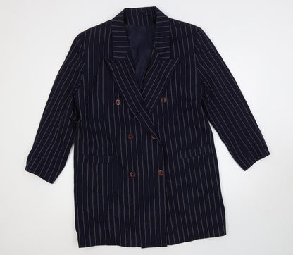 C&A Womens Blue Striped Jacket Blazer Size 14 Button