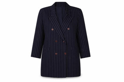 C&A Womens Blue Striped Jacket Blazer Size 14 Button