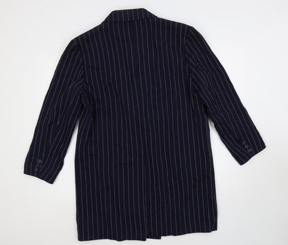 C&A Womens Blue Striped Jacket Blazer Size 14 Button