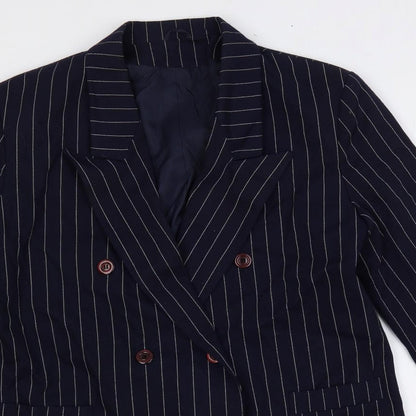 C&A Womens Blue Striped Jacket Blazer Size 14 Button