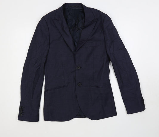 Topman Mens Blue Wool Jacket Suit Jacket Size 36 Regular