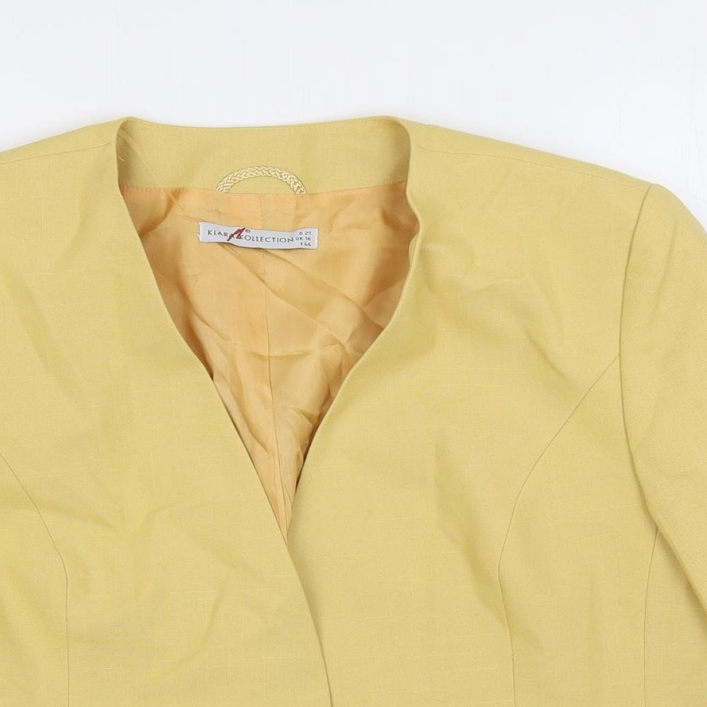 KlaraKollection Womens Yellow Jacket Blazer Size 16 Button