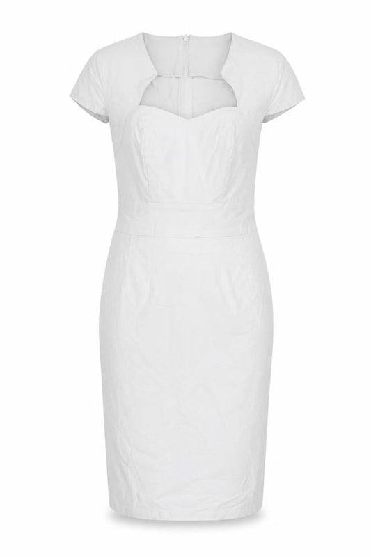 Grace Karin Womens White Rayon Pencil Dress Size S Sweetheart Zip
