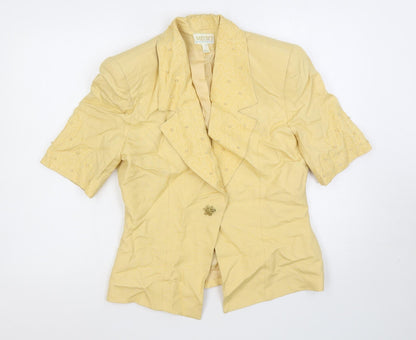 Medici Womens Yellow Jacket Blazer Size 14 Button - Beaded