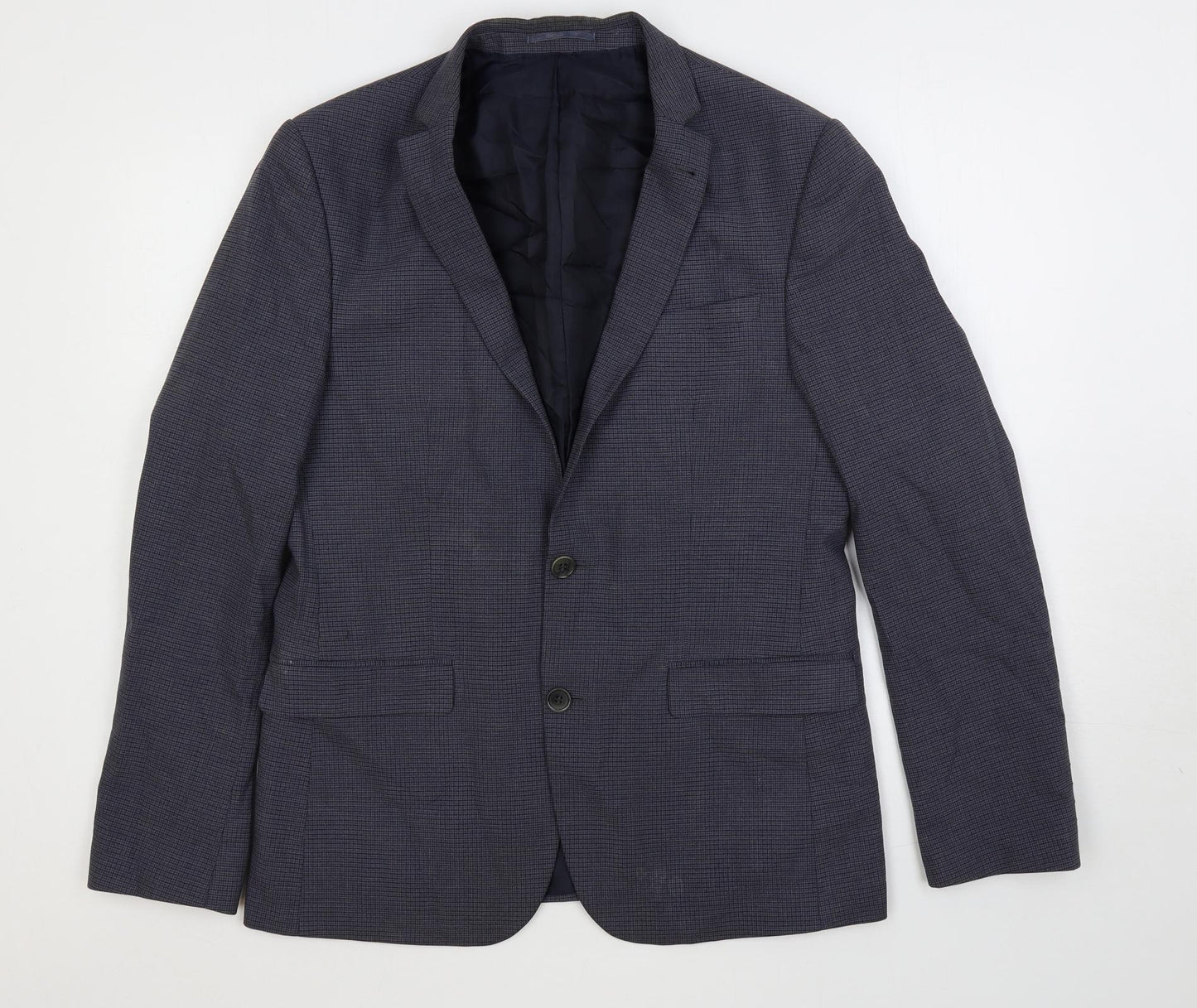 ASOS Mens Blue Geometric Polyester Jacket Suit Jacket Size 40 Regular