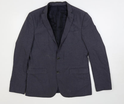 Additional front view of ASOS men’s blue geometric polyester jacket suit jacket, size 40, regular